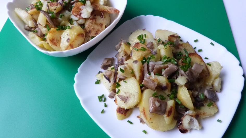 Zapečené brambory s hlívou ústřičnou