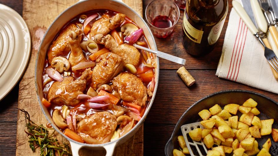 Coq au vin - kuře dušené na víně