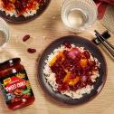 Miska s rýží, fazolemi a čínskou sweet chilli omáčkou