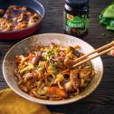 Udon s houbami a teriyaki