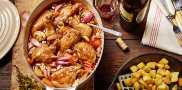 Coq au vin - kuře dušené na víně